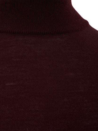 FERRANTE Elegant Red Purple Wool Turtleneck Jumper