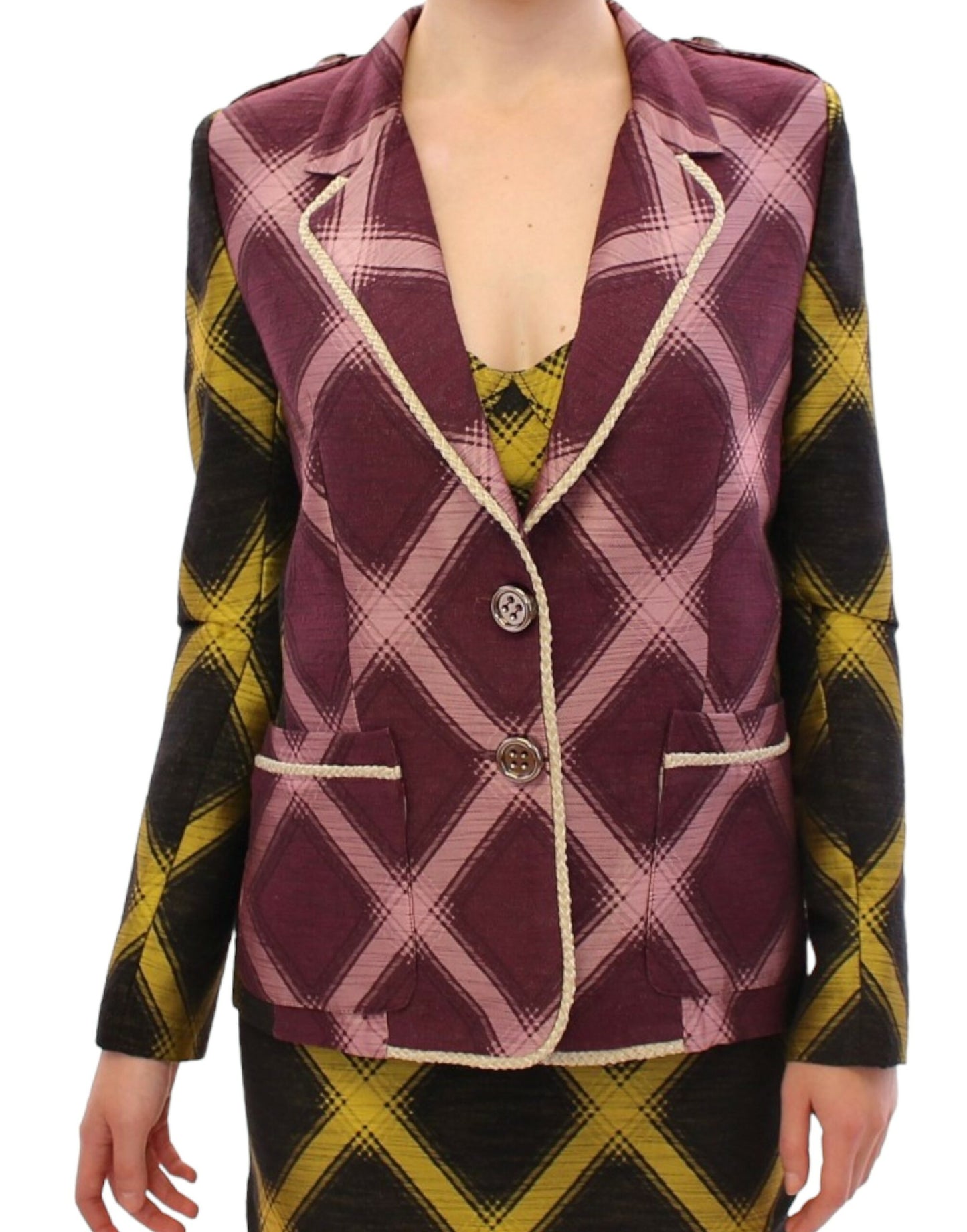 House of Holland Purple checkered blazer jacket