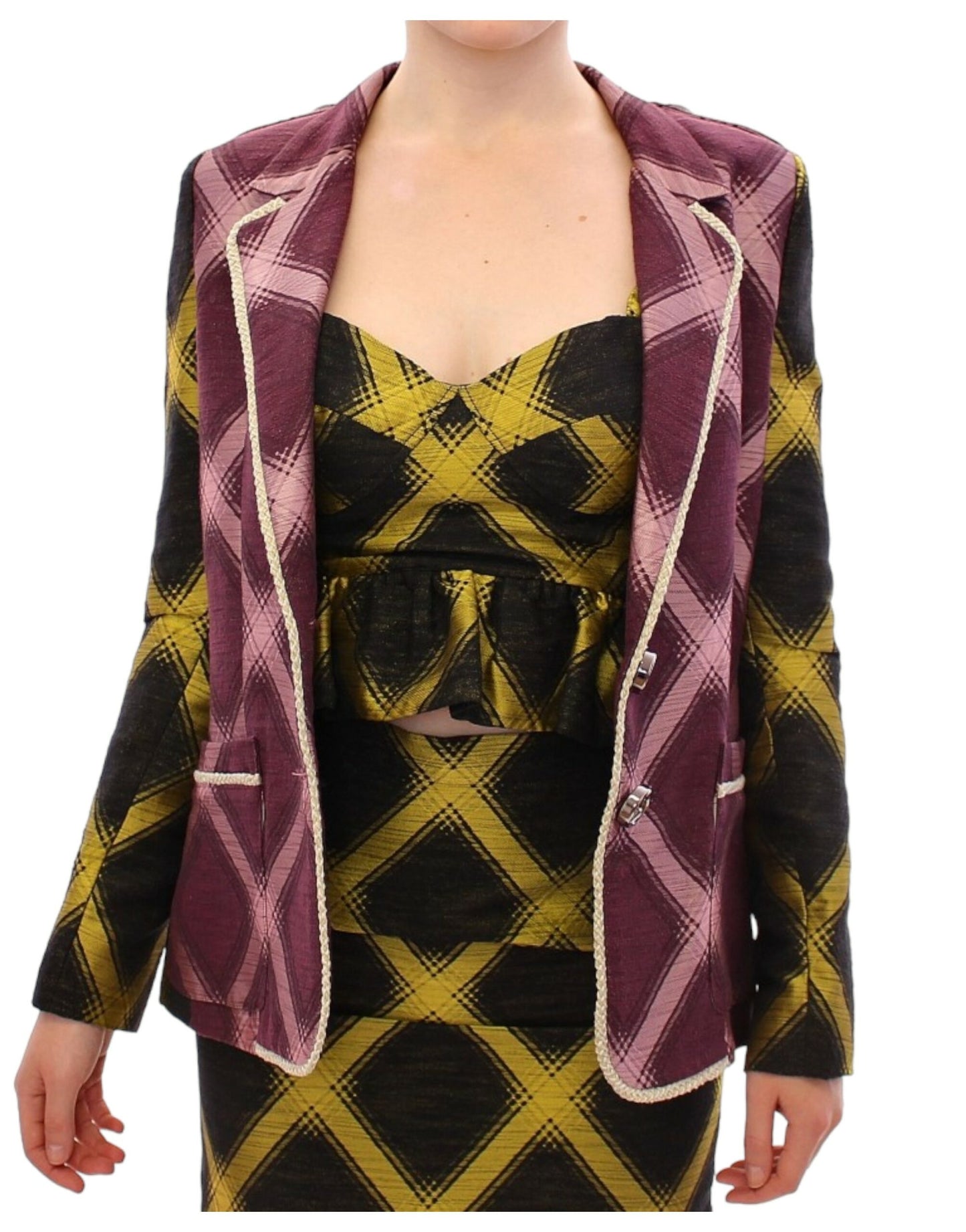 House of Holland Purple checkered blazer jacket