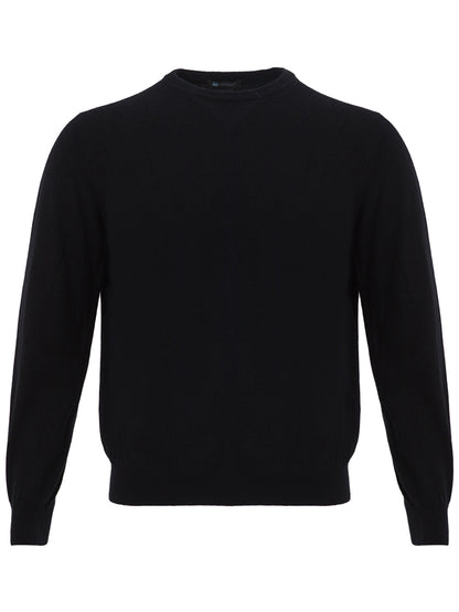 Colombo Elegant Black Round Neck Cashmere Sweater