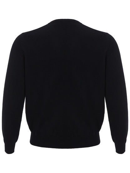 Colombo Elegant Black Round Neck Cashmere Sweater