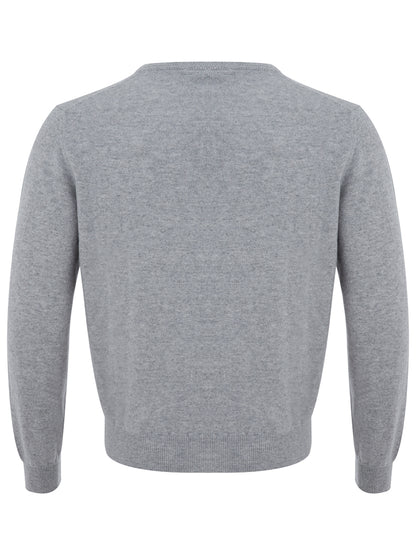 Colombo Elegant Grey Cashmere V-Neck Sweater