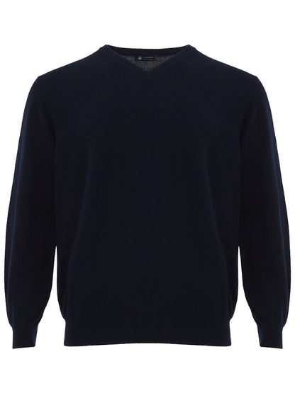 Colombo Navy Blue V-Neck Cashmere Sweater