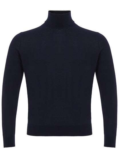 Colombo Navy Cashmere-Silk Blend Turtleneck Sweater