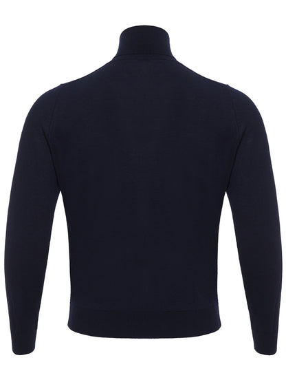 Colombo Navy Cashmere-Silk Blend Turtleneck Sweater