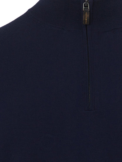 Colombo Elegant Blue Cashmere Sweater with Half Zip