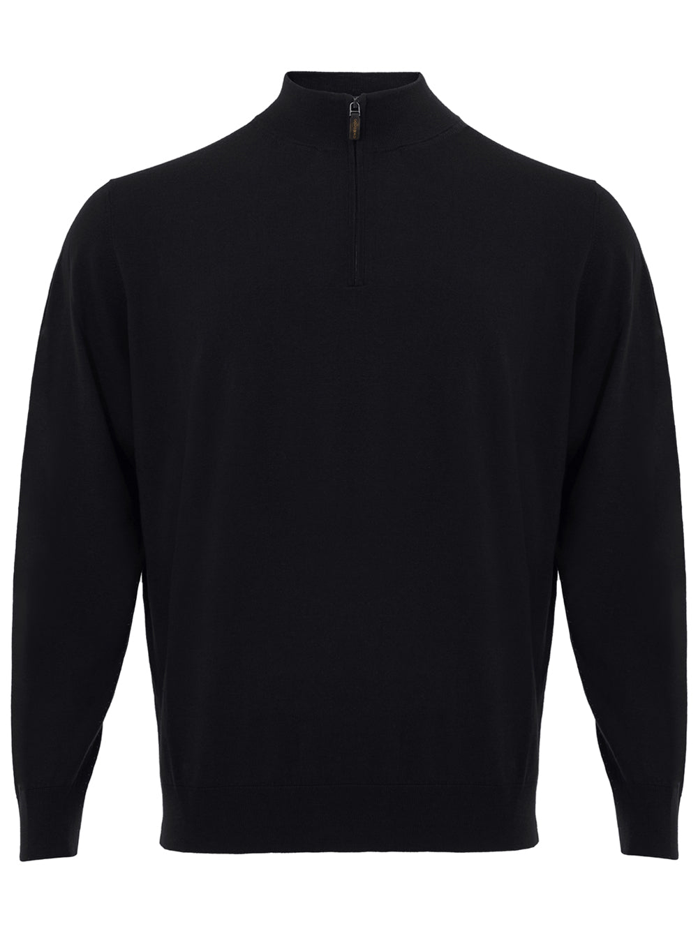 Colombo Elegant Black Cashmere Sweater with Zip Detail