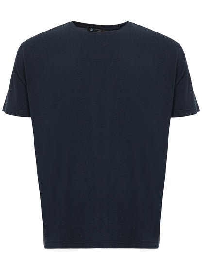 Colombo Elegant Blue Silk-Cotton Blend T-Shirt