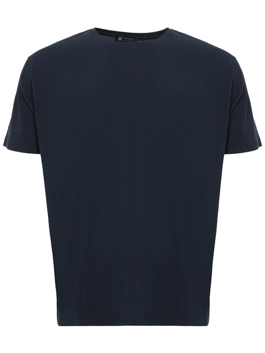 Colombo Elegant Blue Silk-Cotton Blend T-Shirt