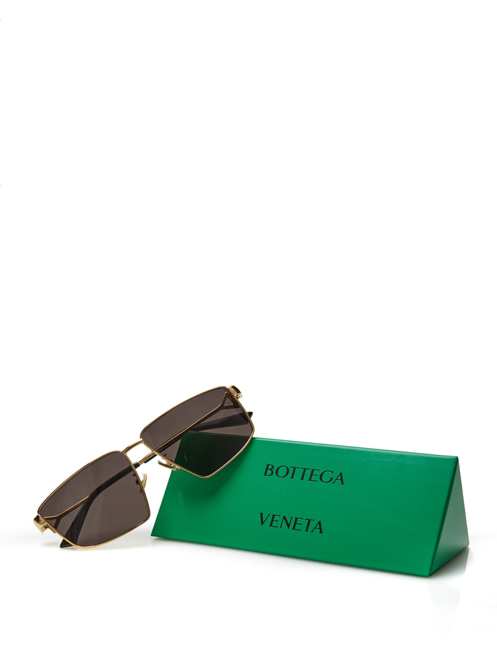 Bottega Veneta Elegant Gold Metal Squared Sunglasses