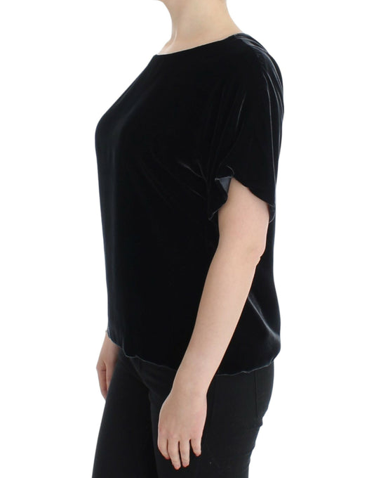 Dolce & Gabbana Black velvet shortsleeved blouse