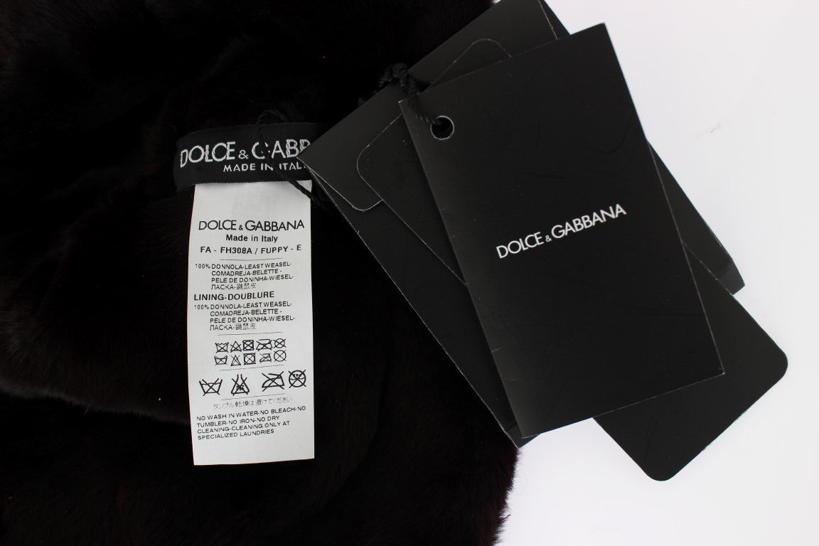 Dolce & Gabbana Exclusive Purple Weasel Fur Hooded Scarf