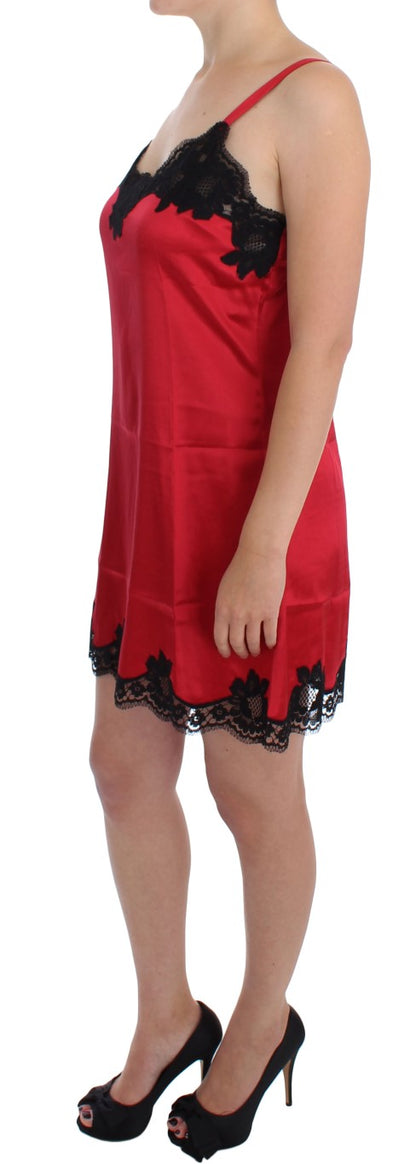 Dolce & Gabbana Red Silk Lace Chemise Dress