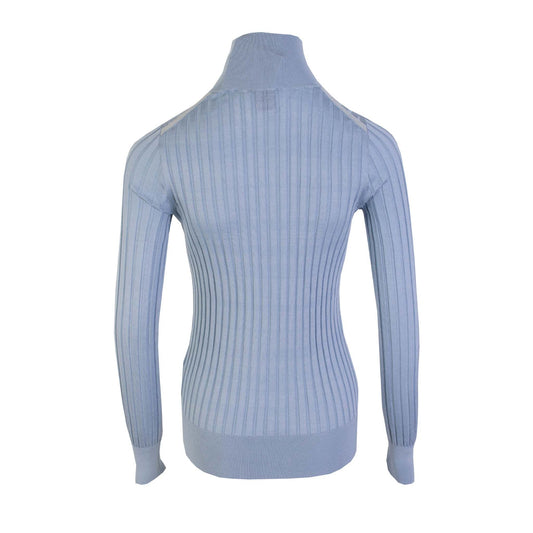 Burberry Elegant Silk Turtleneck Sweater in Light Blue