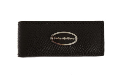 Dolce & Gabbana Brown Leather Magnet Money Clip