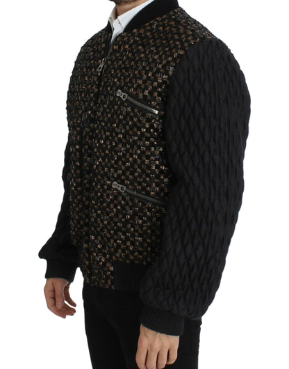 Dolce & Gabbana Black Sequined Goatskin Jacket