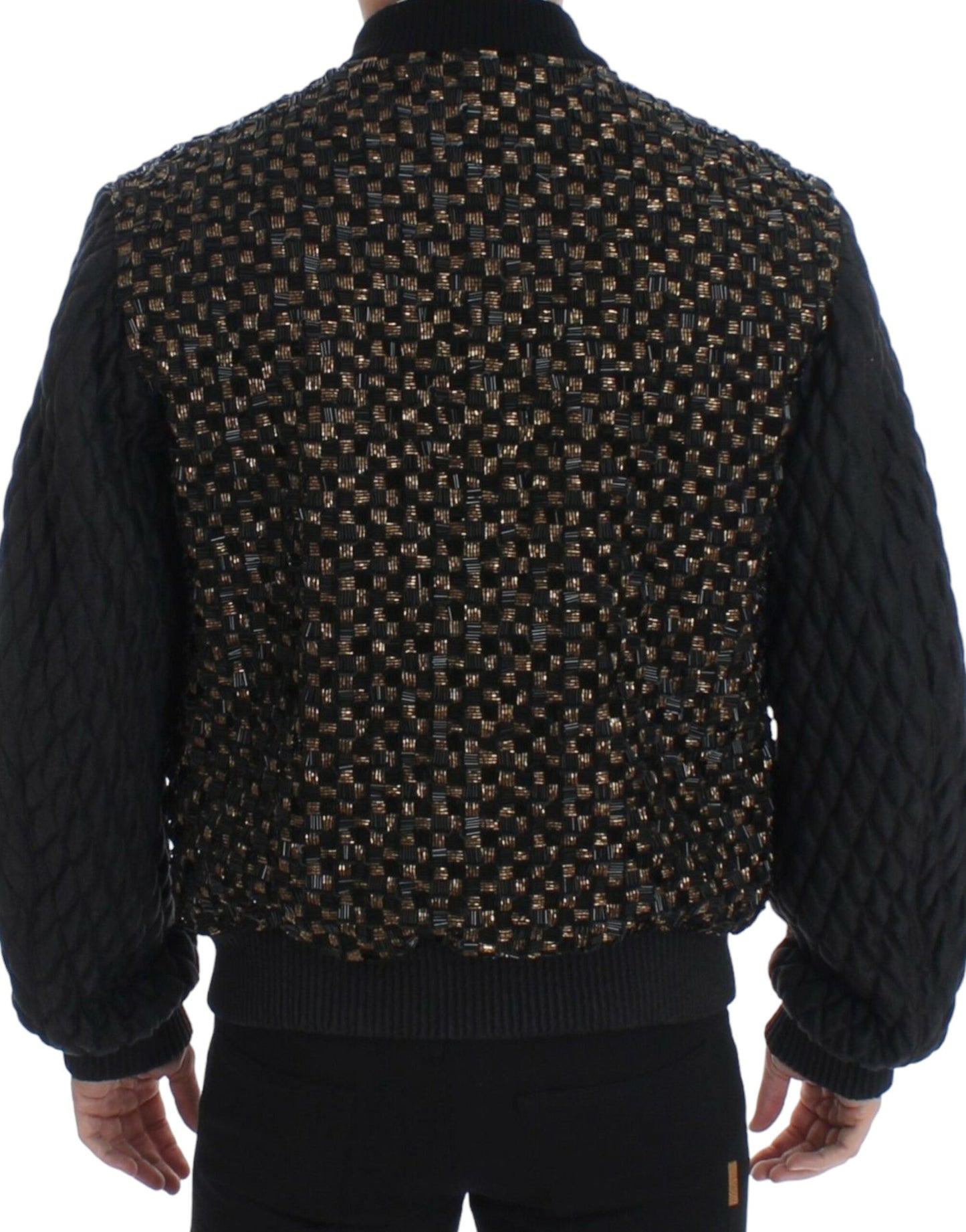 Dolce & Gabbana Black Sequined Goatskin Jacket