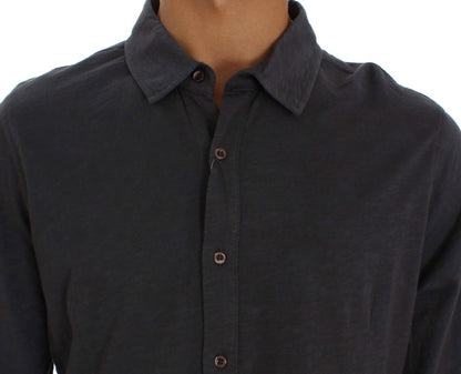 Alpha Massimo Rebecchi Gray Cotton Button Down Casual Shirt