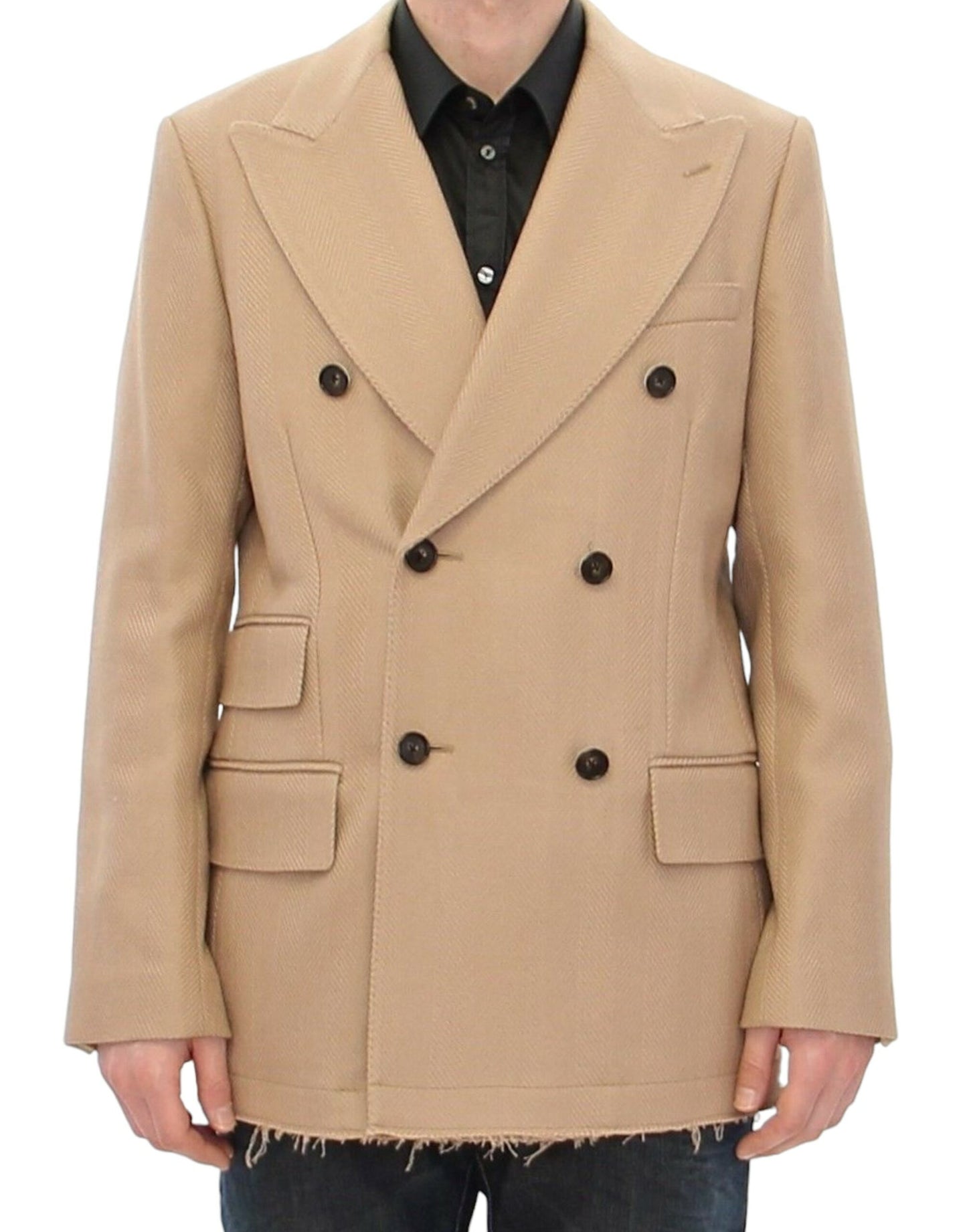 Dolce & Gabbana Beige Double Breasted Coat Jacket