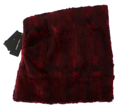 Dolce & Gabbana Luxurious Bordeaux Fur Hooded Scarf Wrap