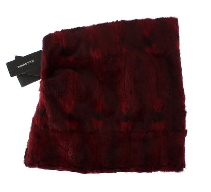 Dolce & Gabbana Luxurious Bordeaux Fur Hooded Scarf Wrap