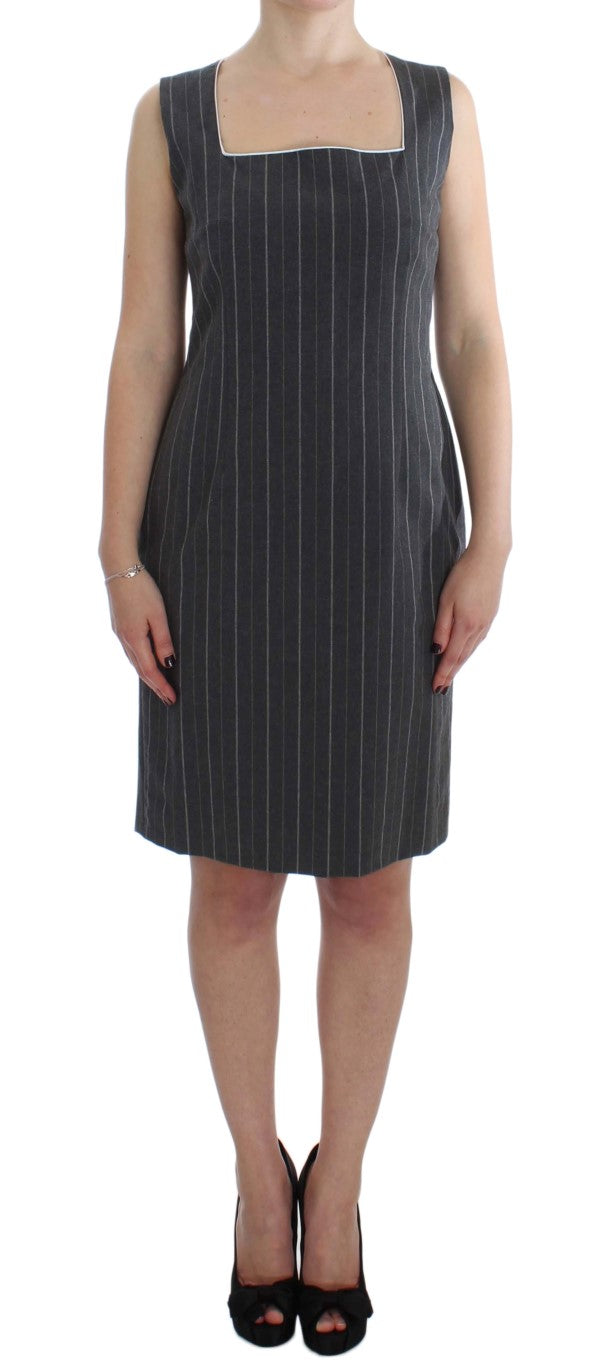 BENCIVENGA Elegant Gray Striped Dress & Blazer Suit Set