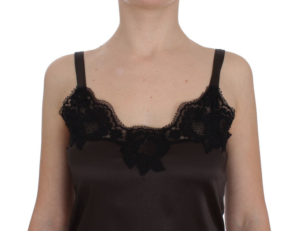 Dolce & Gabbana Elegant Lace-Trimmed Silk Lingerie Top