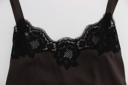 Dolce & Gabbana Elegant Lace-Trimmed Silk Lingerie Top