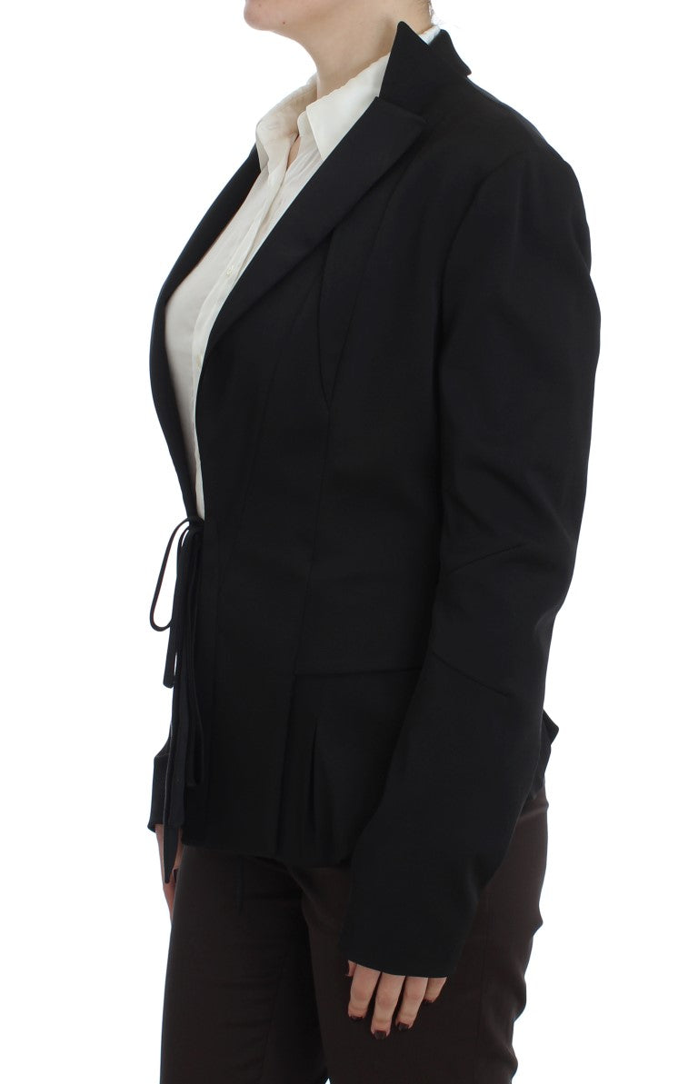 Exte Elegant Black Stretch Blazer Jacket