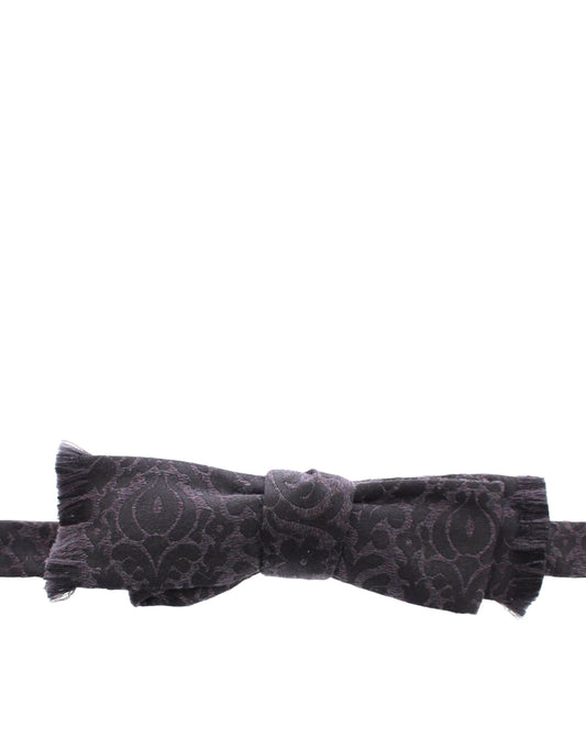 Dolce & Gabbana Gray Black Wool Bow Tie