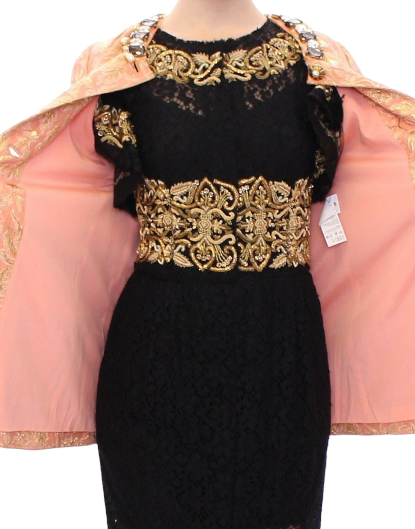 Dolce & Gabbana Pink Silk Brocade Crystal Jacket Coat