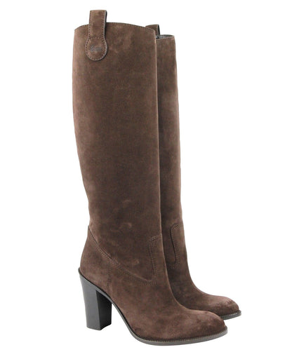 Gucci Brown Leather Suede Tall Knee Boots