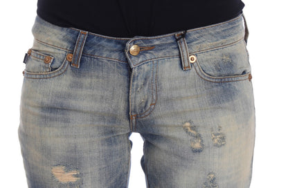 Cavalli Elegant Slim Bootcut Blue Jeans