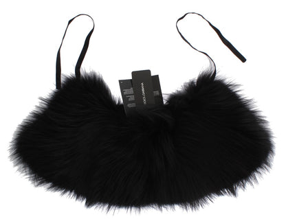 Dolce & Gabbana Black Fox Fur Collar Scarf