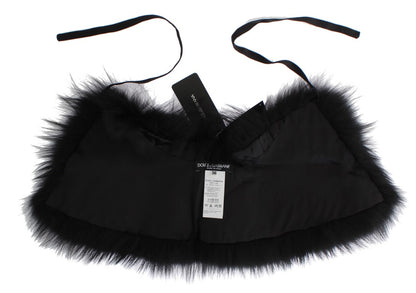 Dolce & Gabbana Black Fox Fur Collar Scarf