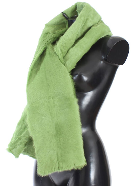 Dolce & Gabbana Elegant Green Fur Shoulder Wrap Scarf