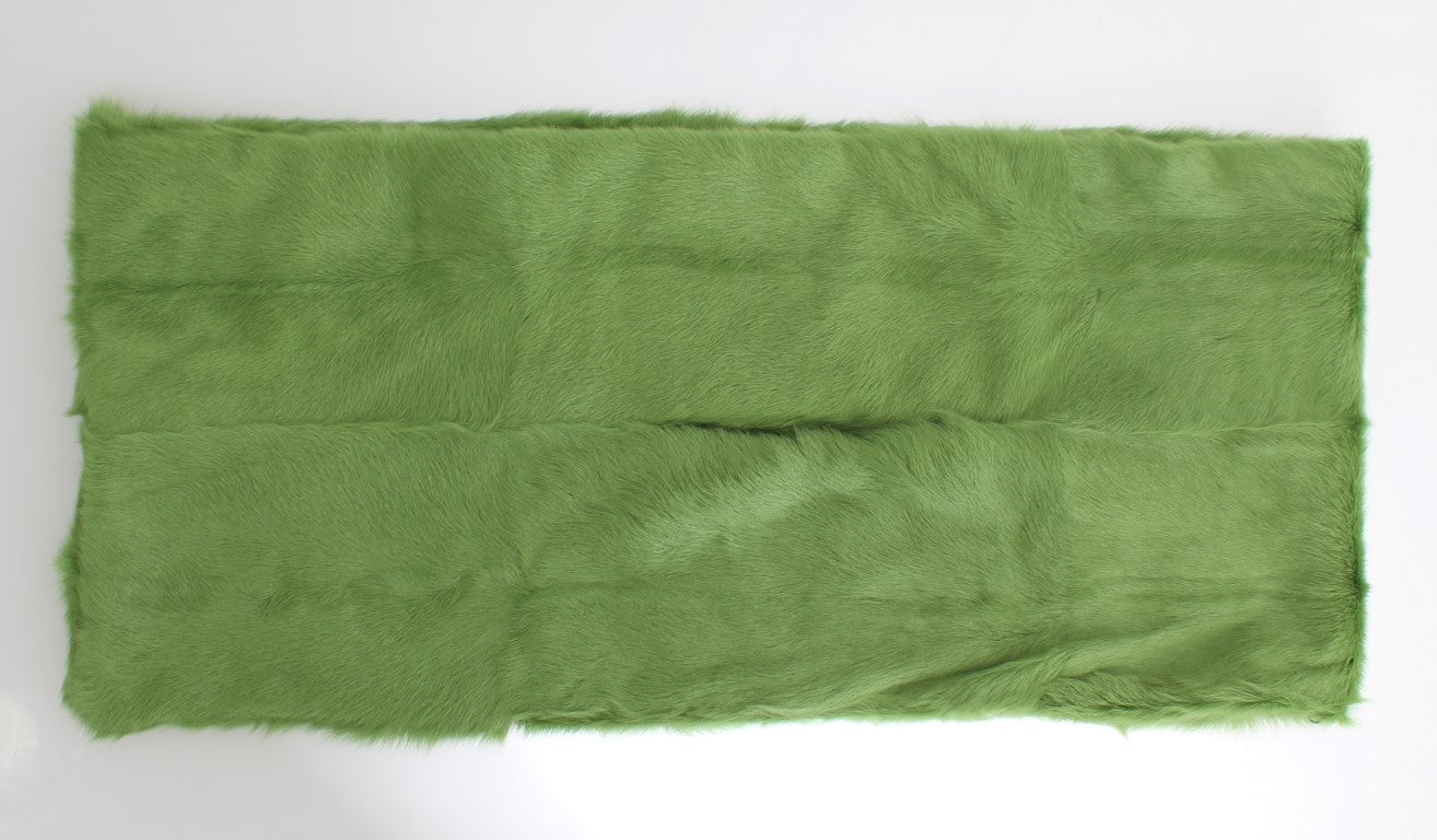 Dolce & Gabbana Elegant Green Fur Shoulder Wrap Scarf