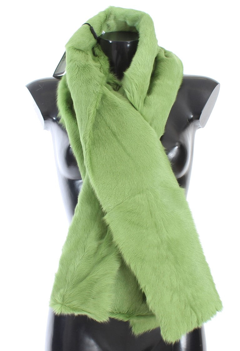 Dolce & Gabbana Elegant Green Fur Shoulder Wrap Scarf