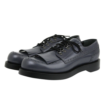 Gucci Gucci Men's Fringed Brogue Bluish Gray Leather Lace-up Shoes