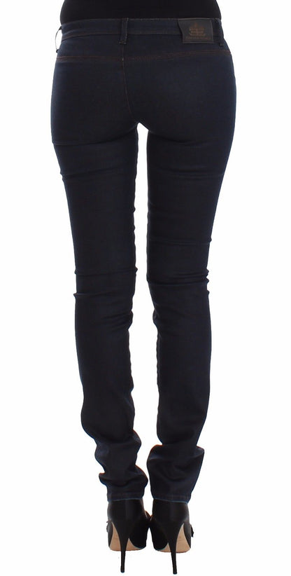 Ermanno Scervino Chic Dark Blue Slim Jeans for Elegant Style