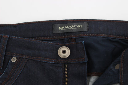 Ermanno Scervino Chic Dark Blue Slim Jeans for Elegant Style