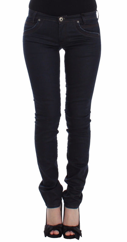 Ermanno Scervino Chic Dark Blue Slim Jeans for Elegant Style