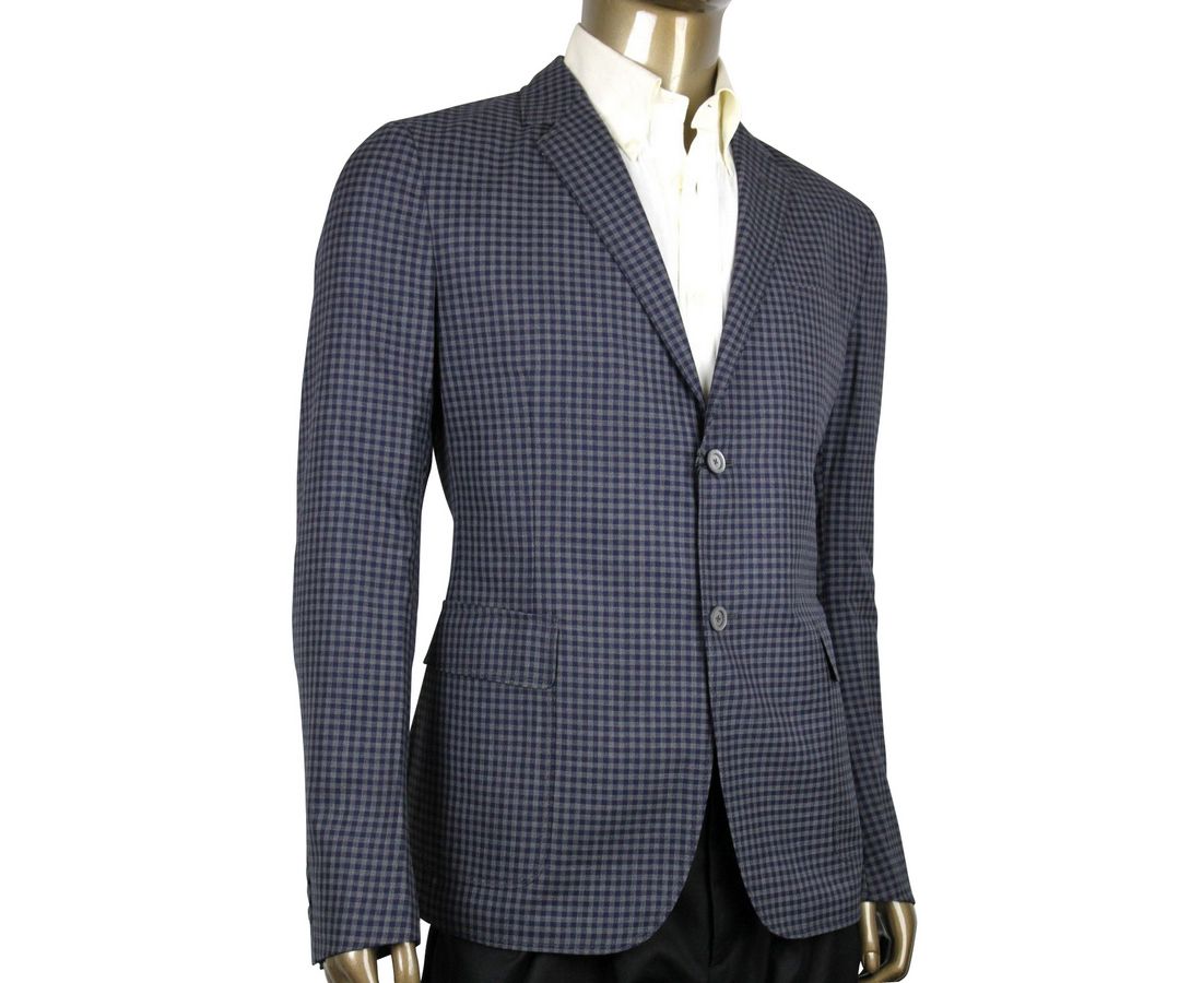 Gucci Men's Formal Midnight Blue / Grey Wool Jacket 2 Buttons