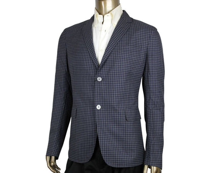 Gucci Men's Formal Midnight Blue / Grey Wool Jacket 2 Buttons