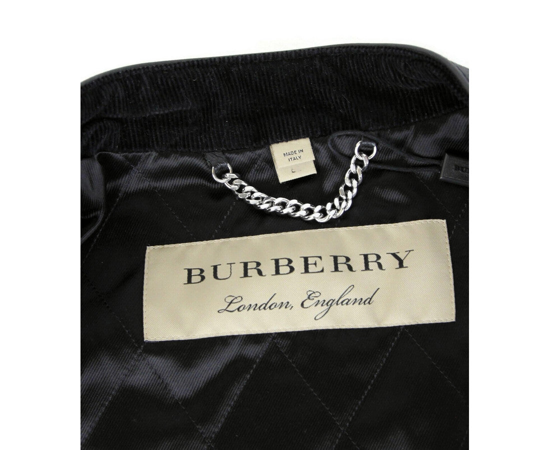 Burberry Burberry Men's Black Leather Diamond Quilted Biker Jacket