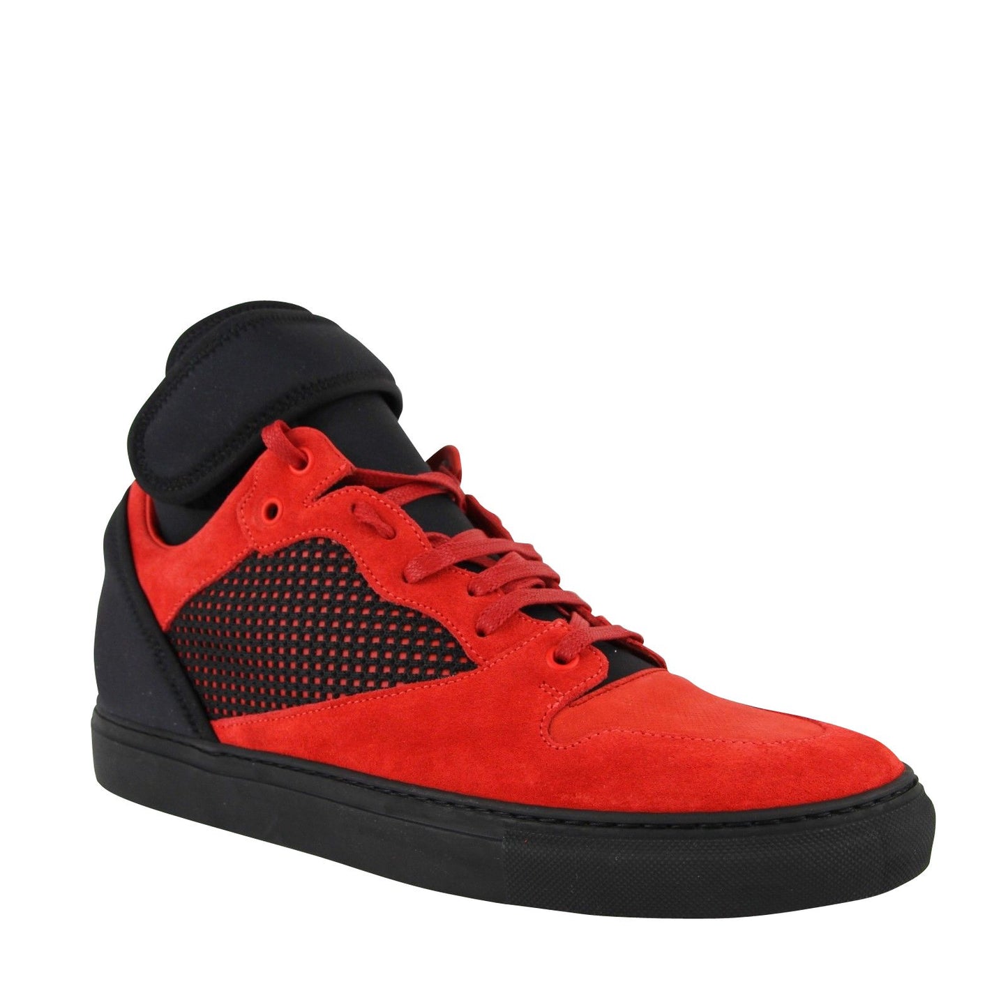 Balenciaga Balenciaga Men High Top Black Red Suede Leather Sneakers