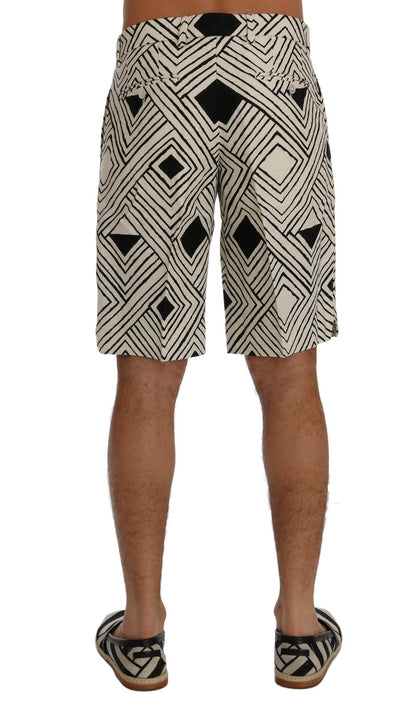 Dolce & Gabbana White Black Striped Casual Shorts