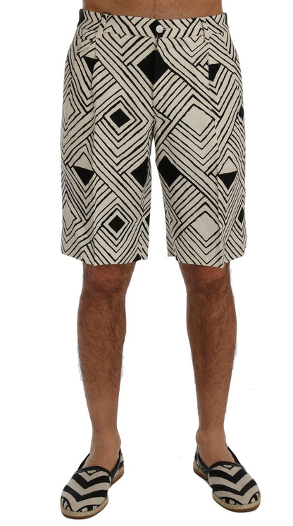 Dolce & Gabbana White Black Striped Casual Shorts