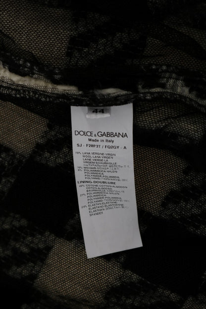 Dolce & Gabbana Black White Wool Knitted Crystal Jacket