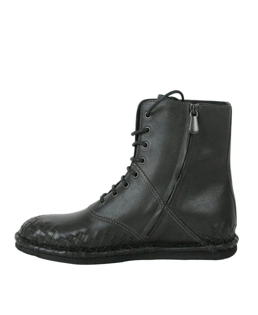 Bottega Veneta Bottega Veneta Men's Dark Gray Leather Side Zipper Boots